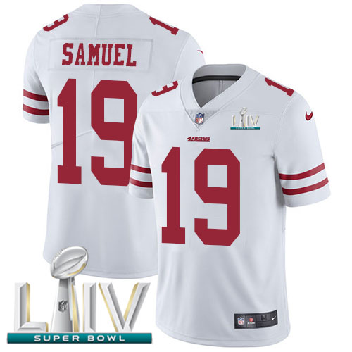 San Francisco 49ers Nike #19 Deebo Samuel White Super Bowl LIV 2020 Men Stitched NFL Vapor Untouchable Limited Jersey